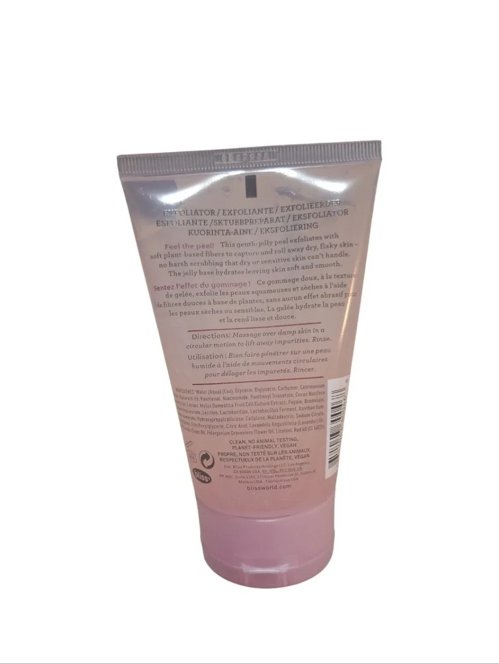Bliss Jelly Glow Peel Gentle Face Exfoliator Fruit Enzymes 4oz New Pink Tube